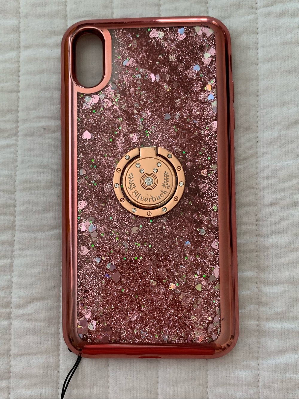 Silver Jeans Pink Rose Glitter Phone Case with Ring Grip - IPhone XS Max
